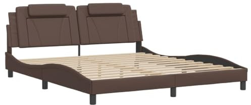 vidaXL Bettgestell, Bett Viana ohne Matratze, Bettrahmen mit Lattenrost, Doppelbett für Schlafzimmer, SchlafzimmerBettgestell Braun 180x200cm Kunstleder