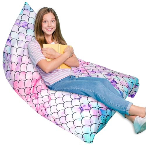 Byzesty Sitzsack-Stuhlbezug, Sitzsack Kinder Kuscheltier Aufbewahrung Stofftier Sitzsack Bezug Sitzsäcke für Kinder Sitzsack Kinderzimmer Kindercouch (Meerjungfrau 1)