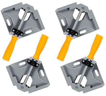 4 Pcs Right Angle Clamp, 90 Degree Corner Clamp, Photo Framing Tool, Single Handle Aluminium Alloy Corner Clamp for Woodwork, Woodworking Clamp, for Carpenter DIY Welding Woodworking Engineering