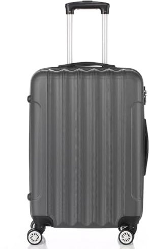 LEADZM Koffer Trolley Reisekoffer mit 4 Rollen und Zahlenschloss, Handgepäck, ABS Koffer Organizer, Teleskopgriff(M-L-XL-Set) (Dunkelgrau, L)