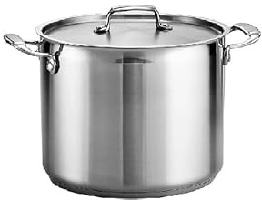 Stainless Steel Stock Pot with Stainless Steel Lids- Deep Two Tone Silver Pot, Induction Base (22 cm Diameter - 6.5 Litre)