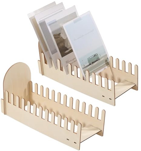 GLOBLELAND 2 Stück Grußkartenständer Aus Holz Mit 12 Fächern 10.6x5.56zoll Ständer Postkartenständer Mehrstufiger Präsentationsständer Aufkleberständer Für Postkarten Aufkleber Fototisch Verkaufstheke