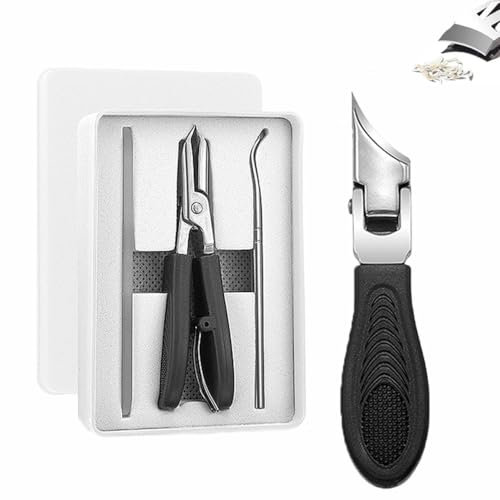 Eagle Beak Nail Clippers,Three Sets of Eagle Beak Beveled Nail Clippers,Oblique Ingrown Toenails Clipper,Wide Jaw Opening Anti-Splash Slanted Nail Clipper,for Thick Nails,Ingrown Care (Black)