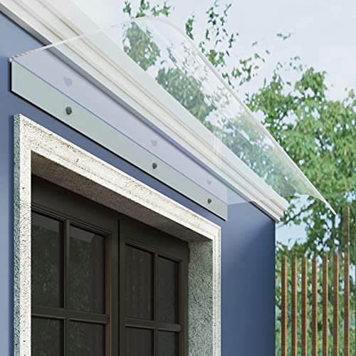 Transparent Polycarbonate Awning - Invisible Window Rain Shelter for Back Door Porch & Window (50x120cm/20 x47) - Durable Weather Protection Easy Installation