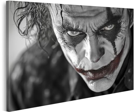 islandburner Bild auf Leinwand Düsterer Clown Gesicht Schwarz Weiß Fotografie Kunstwerk Bilder Wandbilder Poster