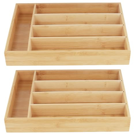 CHUENKUK Lot de 2 range-couverts pour tiroirs, 35,6 x 25,4 x 5,1 cm, couleur naturelle
