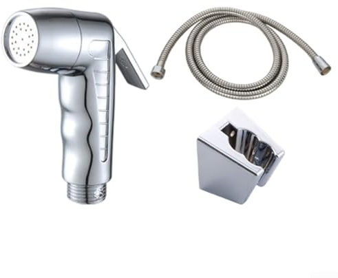 Handbrause Set, Badezimmer WC Spray mit Halterung mit 1,5 m Schlauch, Duschkopf 1/2 Zoll An/Aus Pause Schalter für Wasserhahn