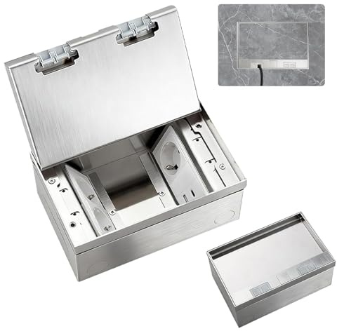 Boîte de Prise Encastrable au Sol, Prise Cachée Plate Encastrée 4000W/16A avec 3 Prises EU et Connecteurs USB + Type C, AC 250V Prise de Courant Encastrée Étanche en Acier Inoxydable pour Maison,Hôtel