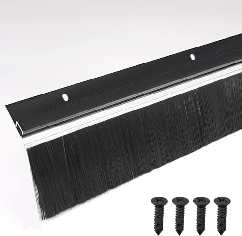 61mm Retsun Burlete Cepillo Puerta Entrada Garaje Marco Aluminio Negro | Pack de 1 ideal para uso en interiores y exteriores con estilo moderno