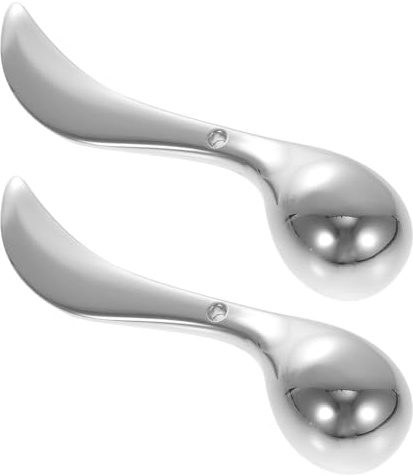 Yardwe Bâtonnet de Massage Oculaire en Alliage de Zinc Argenté, Lot de 2 Pièces, Applicateur Crème Contour des Yeux, Cuillère de Massage pour Soin du Visage, Outil Portable pour Réduire