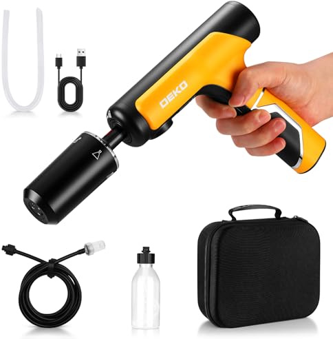 DEKO Idropulitrice a Batteria Portatile 7.4V: 130PSI 2000ml/min, 5 Modalità Spruzzo, Pistola Idropulitrice per Lavaggio Auto, Giardino, Campeggio, Pavimenti e Animali Domestici