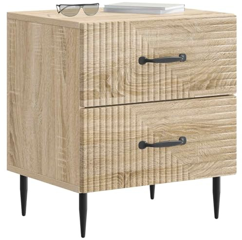 vidaXL Nachttisch 2 pcs Sonoma-Eiche 43 x 34,5 x 47,5 cm Holzwerkstoff, Geräumiger Nachttisch, Vintage Bettseite, schicke Box für Schlafzimmer, Holz-Design zum Organisieren