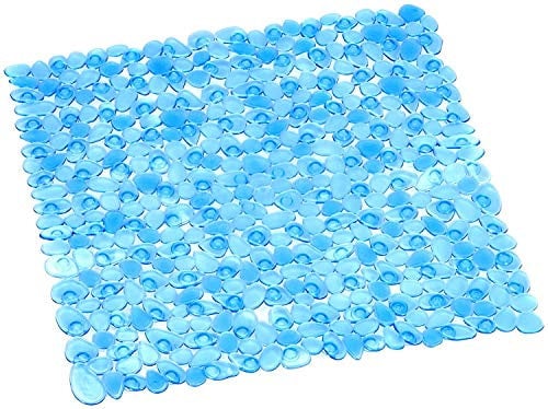 Spirella Duschmatte Anti Rutsch Matte Riverstone Antibakteriell rutschfest 55x55 cm - mit Sanitized Hygienefunktion - Blau