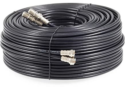 SSL Satellites 25 m Twin Satellite Shotgun Coax Cable Extension Kit with Fitted F Connectors for Sky HD Q and Freesat - Black (25 Meter, Black)