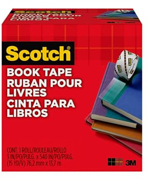 Scotch Book Repair Tape - Acid Free - 1 Roll - 76.2 mm x 13.7 m | Clear Book Repair Tape for Mending, Reinforcing, Protecting, and Covering Spines, Corners, and Pages