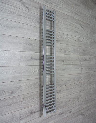 companyblue 200mm wide x 1600mm high Small Narrow Heated Towel Rail Straight Flat Chrome Bathroom Warmer Radiator Rack
