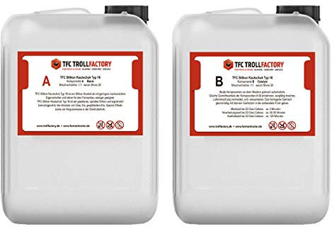 TFC Troll Factory Silikon Kautschuk Typ 16 I SFX Silikon, mittelhart I glasklar, transparent I 50 kg (2 x 25 kg)