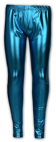 A2Z 4 Kids Girls Leggings Metallic Shiny Disco Fashion - Metalic Legging Turquoise 5-6