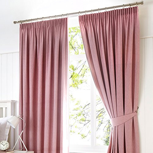 Fusion Pink W46 x L72 Pencil Pink-2x Panels Bedroom & Living Room-Pleated Curtains in Blush Dijon Collection, Blackout/Thermal Insulated, 46 Width x 72 Drop (117 x 183cm)