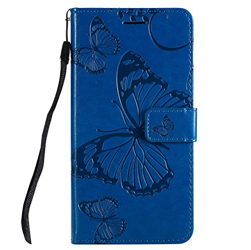 DENDICO Cover per Huawei P20 Lite, Pelle Portafoglio Custodia per Huawei P20 Lite Custodia a Libro con Funzione di appoggio e Porta Carte di Credito - Blu