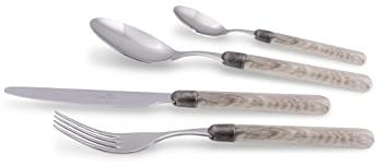 Rivadossi Cortina Rovere - Set di Posate per 6 Persone, 24 Pezzi - 100% Made in Italy, Artigianalità e Design - Acciaio Inox 18/10
