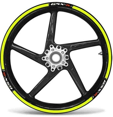labelbike - Adesivi Strisce Moto Cerchi Ruote Kit Protezioni compatibili con GSX-R SUZUKI GSXR - giallo fluo