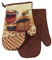 Euromat F9648 Lot de 2 gants de cuisine avec aimants, gants de barbecue, gants de cuisine, gants de cuisine, gants de cuisine, marron beige
