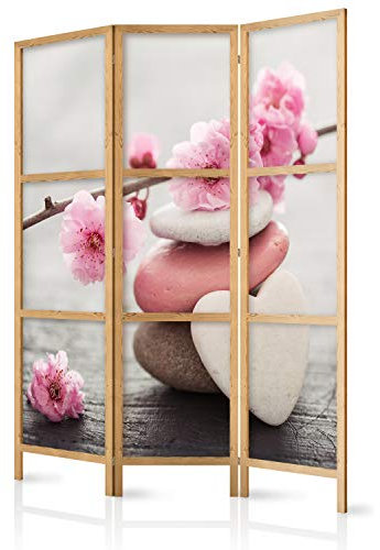 murando - Paravent Innen Raumteiler Holz Spa Zen Orient Blumen 135x172 cm 3-teilig Japanische Trennwand Raumtrenner Room Divider Mobiler Sichtschutz Spanische Wand Raum Abtrennung Japan b-B-0166-z-b