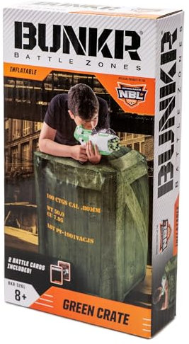 BUNKR -Battle Zones- Green Crate - aufblasbare Grüne Kiste - kompatibel mit Nerf, Laser X, X-Shot und BoomCo