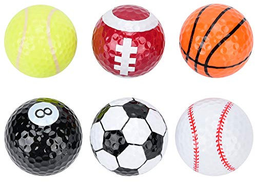 6 Stücke Neuheit Golfbälle Basketball Fußball Volleyball Muster Doppelschicht BAU Golfbälle
