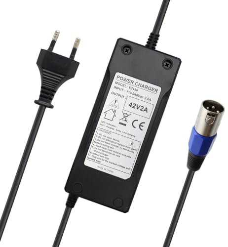 Abakoo Netzteil Ladegerät Ladekabel 42V 2A für 36V Elektro Fahrrad Roller ersetzt HP1202L3 3pin XLR