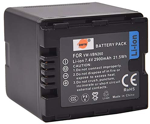 VBN260 DSTE Ersatz Batterie Akku Kompatibel für VW-VBN260 VW-VBN130 und Panasonic HC-X800, HC-X900, HC-X900M, HC-X910, HC-X920, HC-X920M, HDC-HS900, HDC-SD800, HDC-SD900, HDC-TM900