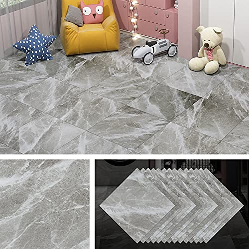 Livelynine 16 Fliesen Vinylboden Selbstklebend Bad Bodenfliesen Selbstklebend Küche 30x30 Wasserdicht PVC Bodenbelag Selbstklebende Badezimmer PVC Boden Grau Marmoreffekt Fußbodenbelag Schlafzimmer