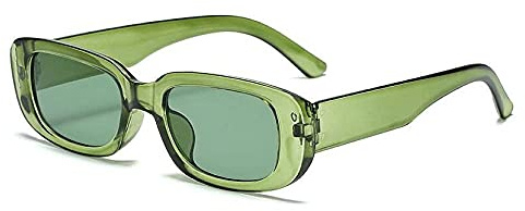 Dollger Rectangle Sunglasses for Women Men Vintage Square Frame Eyewear uv 400 protection Fashion Y2K Glasses (1PCS Green)