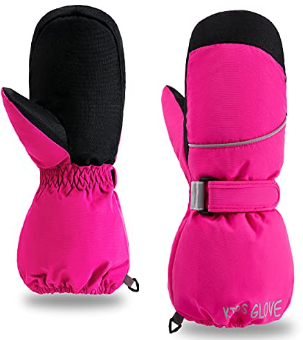 ThxToms Handschuhe Kinder Fäustlinge, Skihandschuhe Kinder -15℃ Winddicht Wasserdicht Warme, für Alltag Skifahren Schnee Outdoor-Sport, für Babys Kleinkinder Jungen und Mädchen 3-14 Jahre
