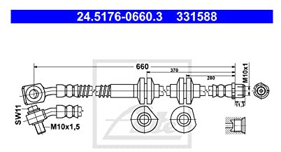 ATE Bremsschlauch 24.5176-0660.3 VORNE links BREMSSCHLÄUCHE Länge: 660mm mit Hohlschraube
