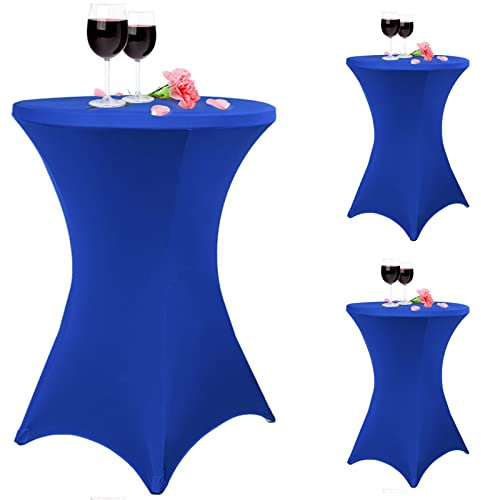 3er-Set Stretch Stehtisch Husse für Bistrotisch Ø 80-85 cm Elegante,Verstärkung im Fußbereich,40°C Maschinenwäsche Stretch-Husse Königsblau Hussen für Stehtische und Bistrotische(80×110cm,Königsblau