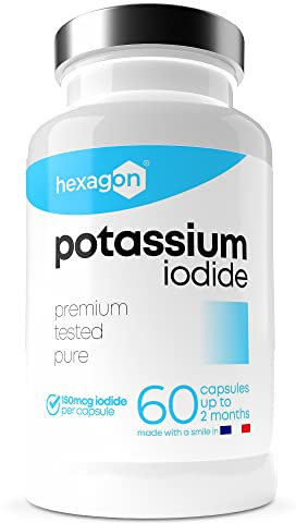 Iode 150mcg - Iodure de Potassium - +2 Mois de Cure, 100% des AR - Fonction Nerveuse & Cognitive - Potassium Iodide - 60 Gélules Végétales - Vegan & Premium - Made in France - Hexagon