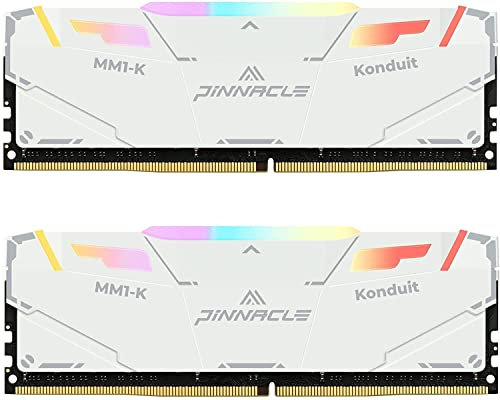 Timetec Pinnacle Konduit RGB 64GB KIT (2x32GB) DDR4 3200MHz PC4-25600 CL16-18-18-38 XMP2.0 Overclocking 1.35V Kompatibel für AMD und Intel Desktop Gaming PC Speichermodul RAM – Weiß