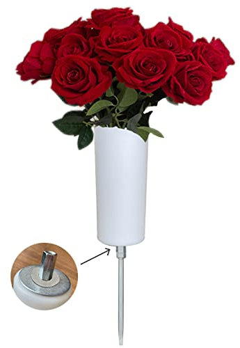 Große Gedenkvase, Blumenhalter, Metallpfahl, großer Blumenstraußhalter für lange Rosen, Tulpen im Garten, Hof, 45,7 cm