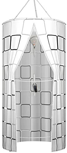 sowyig Cortina de Ducha Impermeable para baño, Cortina de Ducha portátil, Cortina de Ducha Redonda de poliéster Colgante, Aislamiento térmico, Doble Cremallera
