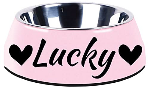 Personalisierte Hundenäpfe Separater Typ Design Katzennapf Benutzerdefinierte Haustier Hund Katze Name Futter Wassernapf Rutschfeste Unterseite Welpennapf (Rosa)