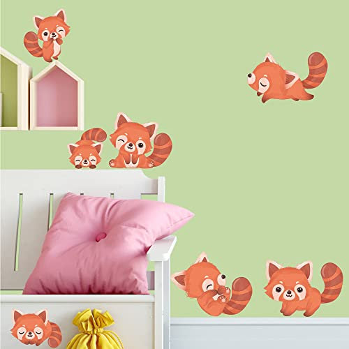 Sunnywall Red roter Panda Wandsticker - Wandtattoo Kinderzimmer Baby Wandaufkleber - A4 Sets