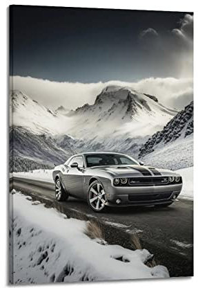 HALOUB Sportauto-Poster für Dodge Challenger SRT Rennauto, dekoratives Gemälde, Leinwand, Wand- und Kunstbild, Dekoration für Familienzimmer, 60 x 90 cm
