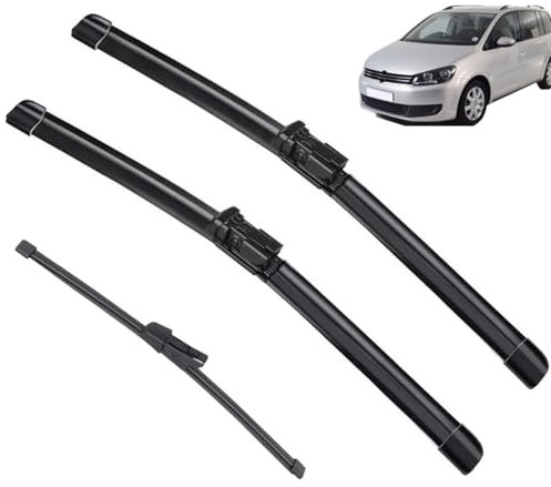 Calidad OEM Juego de escobillas limpiaparabrisas delanteras y traseras for VW Touran 2010 2011 2012 2013 2014 2015 2016 parabrisas de goma Natural 3 unids/set Ajuste perfecto para parabrisas.