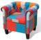 JUNZAI Sessel, Sessel Wohnzimmer, Lesesessel, Stillsessel, Ohrensessel, Fernsehsessel, mit Patchwork-Design Stoff