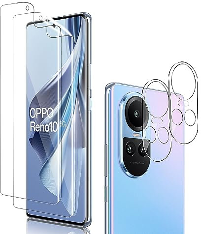 Holilo Para OPPO Reno 10 5G /OPPO Reno 10 Pro 5G [2+2 Piezas] TPU Flexible Película Protectora + Protector cámara,9H Dureza HD Vidrio Templado Anti-Arañazos Cristal Templado Protector de Pantalla
