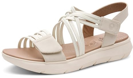 Jana Coshy Damen Sandalen flach mit Klettverschluss Vegan
