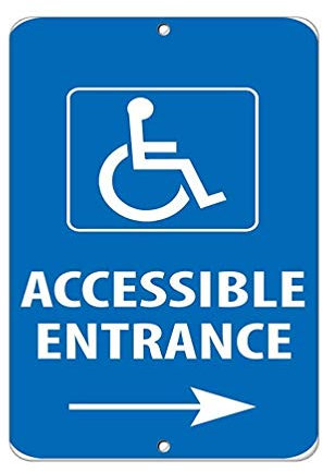 Segnale di avvertimento per ingresso accessibile freccia destra cartello di parcheggio cartello stradale cartello aziendale 30,5 x 20,3 cm cartello in alluminio metallo latta segno