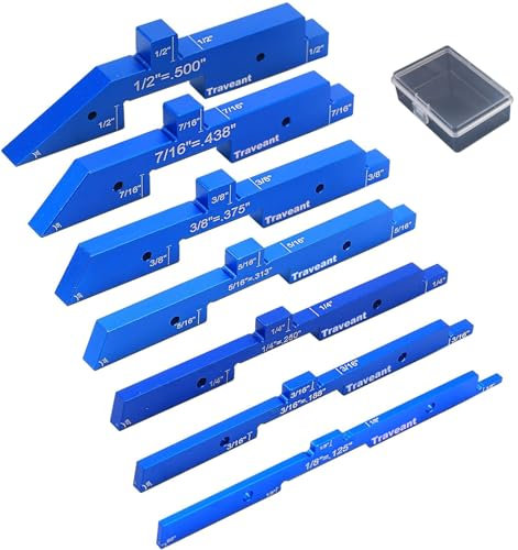TRAVEANT Router Table Set Up Bars, 7PCS Aluminum Precision Block Height Gauge Set for Woodworking Table Saw Accessories Angle Depth Thickness Router Gauge Set Up Carpenter Measuring Tools for Men
